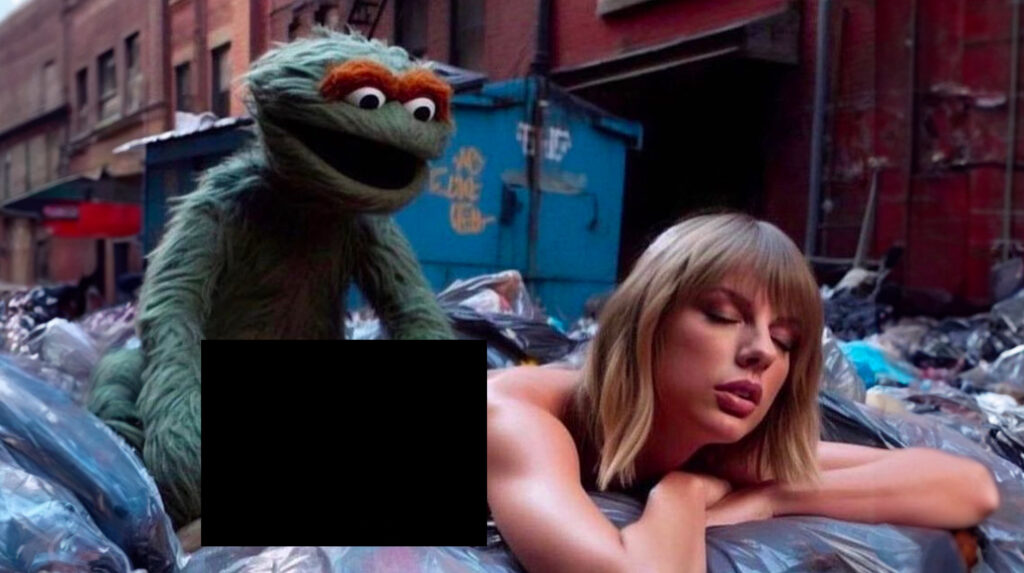 Taylor Swift & Oscar the Grouch AI Image Sparks